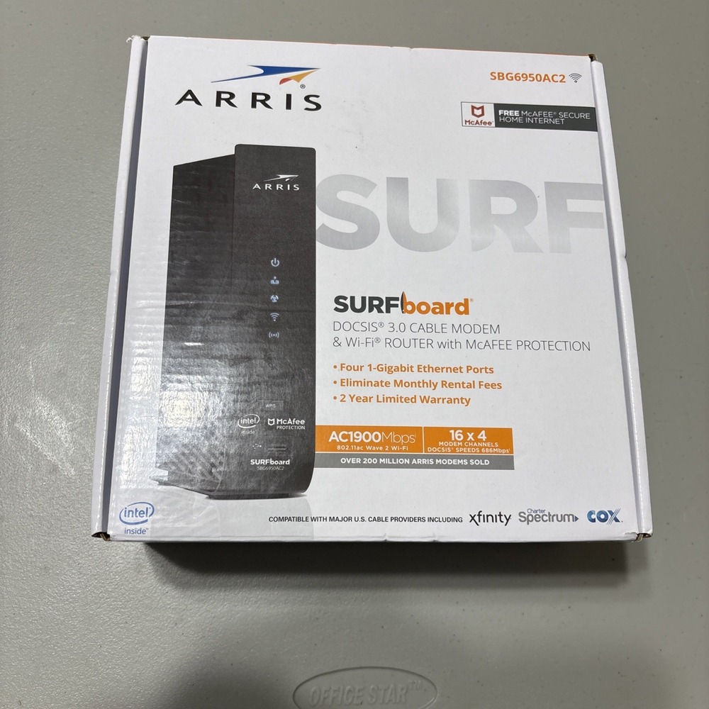 ARRIS Surfboard SBG6950AC2 Cable Modem & Wi-fi Router Docsis 3.0 Spectrum Cox